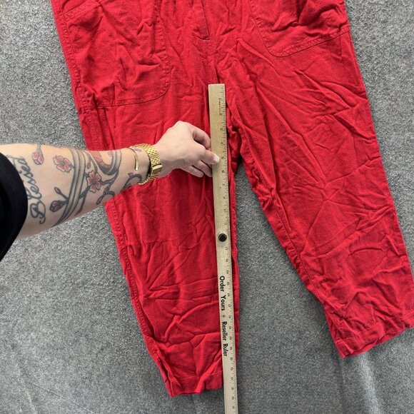 Pendleton Pants Womens 8 Red Linen Blend Cropped Casual Capri Pockets Summer - Picture 7 of 10